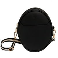 Maiенски женски круг торба со кожен појас; Чанта од половината и рамото; Фани со џебови во црно