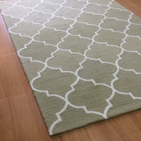 Рачно изработен модерен стил 5 '8' стапала Правоаголна волна област килим - памук доцна поддржувач - килим во затворен простор, зелена боја
