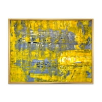 DesignArt 'Grey се среќава со жолто апстрактна уметност I' модерна врамена платна wallидна уметност печатење