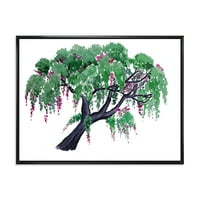 DesignArt „Осамено дрво на Вистерија“ Традиционално врамено платно wallидно печатење