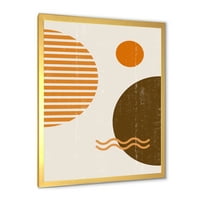 DesignArt 'Апстрактна минимална месечина и сонце во тонови на Земјата III' Современа врамена уметност печатење