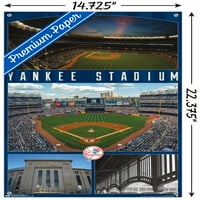 Yorkујорк Јанкис - Постер за wallид на стадион со пинови за притисок, 14.725 22.375