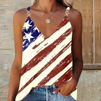 Дијанли Патриотски Кошули За Жени Блуза Со Врат Без Ракави Американско Знаме Ѕвезда Со Пруги Летни Маици Обични Модни Ками Графички