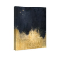 Wynwood Studio Апстрактна wallидна уметност платно ги отпечати 'starsвездите во ноќта' - злато, сино