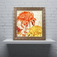 Трговска марка ликовна уметност Chrysanthemums i Canvas Art by Color Bakery Gold Gold Gold Rame