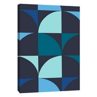 Слики, монохроматски обрасци во сина боја, 16x20, украсна wallидна уметност на платно