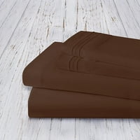 Бесплатен кревет за брчки постави микрофибер длабок џеб до, крал, чоколадо кафеава