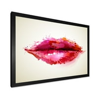 DesignArt 'Црвени девојки усни формирани од модерно врамен уметнички принт на Апстракт Блокс