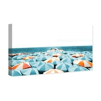 Авенија на пистата Наутичка и крајбрежна wallидна уметност платно за печатење на платното на плажата чадори Аква „Сина, портокалова