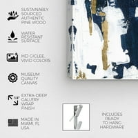 Винвуд Студио Апстрактна wallидна уметност платно „Стоп и зјапа“ боја - злато, бело