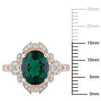 3-карат од Миабела 3- Карат создаде смарагд карат дијамант 10kt розово злато коктел прстен