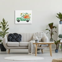 Есенски растенија „Ступел индустрии“ тикви сезонски зелени пикап -камиони галерија завиткано платно печатење wallидна уметност, дизајн од Хедерли Чан