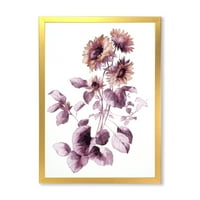DesignArt 'Виолетова диви цвеќиња на белиот III' Традиционално врамен уметнички принт