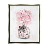 Sulpell Industries розов цветен парфем глам моден дизајн сјај сив врамен пловечки платно wallидна уметност, 24х30
