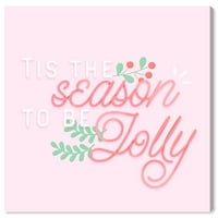 Винвуд студио за одмор и сезонски wallидни уметности платно печати „olоли Пастел“ Божиќниот декор на Божиќ - црвена, розова,