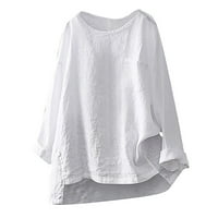 Кетиј-чн Жените Паѓаат Врвови Копче до Туники Еднобојна Блуза Бели, XL
