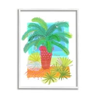 Тропски растенија за палми „Ступел индустрија“ остава чудесно лето ботаники графичка уметност бела врамена уметничка печатена