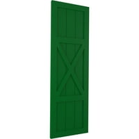 Екена Мил работник 18 W 64 H TRUE FIT PVC Center X-Board Farmhouse Fixed Mount Sulters, Viridian Green