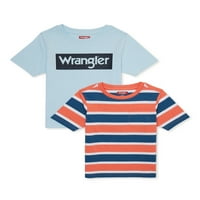 Графички и шарени маички со кратки ракави на Wrangler, 2-пакувања, големини 4- & хаски