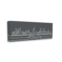 Ступелална индустрија Ретро Атланта Georgiaорџија Сити Скај, геометриски линиски платно, wallидна уметност, 30, дизајн од Дафне Полсели