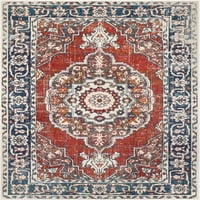 Добро ткаен Тулса Арко Медалјон Ориентална црвена сина боја 7'10 9'10 Област килим