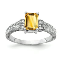 Примарно злато Карат бело злато 7x смарагд исечен цитрин и аа дијамантски прстен