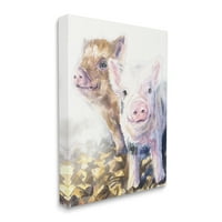 СТУПЕЛ ИНДУСТРИИ Бебе прасиња насмеани симпатични фарми животни платно wallидна уметност, 30, дизајн од Georgeорџ Дијахенко