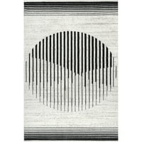 Нулум Сабрина Апстрактна геометриска килим за зајдисонце, 5 '8', сива