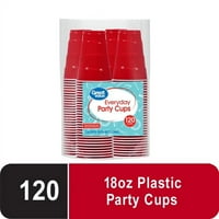 Одлична вредност секојдневно пластични чаши за еднократна употреба, црвена, Оз, брои