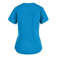 Чистење Блузи За Жени Краток Ракав Обичен V Вратот Срце Печатење Работна Униформа Блуза Удобна Издржлива Кошула За Чистење Со