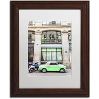 Трговска марка ликовна уметност Мала зелена парискарија платно уметност од Јеил Гурни, бел мат, дрвена рамка