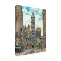 Трговска марка ликовна уметност „САД Градски пејзаж Филаделфија„ Канвас уметност од Мелиса Ванг