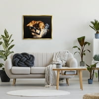 Stuple Industries пријатно куче кое спие ватенка животни животни и инсекти сликање злато плови врамен уметнички печатен wallид