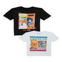 Наруто Шипуден момчиња Узумаки графички маици, 2-пакувања, големини 4-18