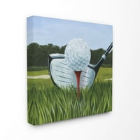 Tuphel Home Décor Golf Tee Close Up Green Red Sports Painting Canvas Wallидна уметност од Грејс Поп