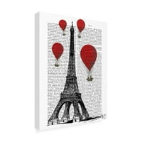 Трговска марка ликовна уметност „Ајфелова кула и црвени топол воздух балони лошо“ платно уметност од фан фанки