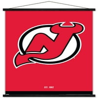 Њу Џерси Ѓаволи-Логото Ѕид Постер Со Дрвена Магнетна Рамка, 22.375 34