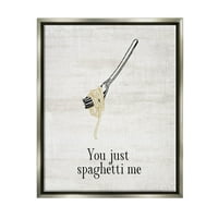 Stuple Industries Вие само Spaghetti Me Fraze Graphic Art Luster Grey Floating Framed Canvas Print Wall Art, Design by lil 'rue