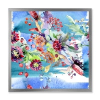 DesignArt 'Wildflowers and живописни диви пролетни лисја xiii' модерен врамен уметнички принт