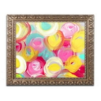 Трговска марка ликовна уметност „розови градинарски кругови 2“ платно уметност од Ејми Вангсгард, златна украсна рамка