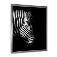 DesignArt 'црно -бел портрет на gebra head' farmhouse врамена уметничка принт