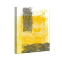 Wynwood Studio Апстрактна wallидна уметност платно ја отпечати „еволуираната сегашна боја“ - жолта, сива боја