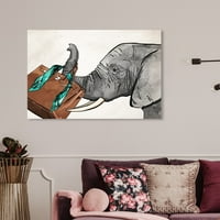 Пистата Авенија животни wallидни уметности платно за печатење „Моден слон“ зоолошка градина и диви животни - сиви, кафеави