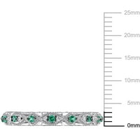 Miaенски Carat Carat T.G.W. Создаден смарагд и дијамантски акцент 10kt бело злато текстуриран прстен