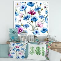 Традиционално и сино и сино диво пченкарен цвеќиња “Традиционално врамен уметнички принт