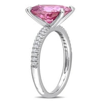 2- Карат Т.Г.В. Овално сечење розово и тркалезно бело создадено моисанит Стерлинг сребрен класичен прстен за ангажман на невестински
