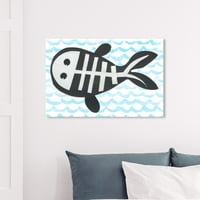 Wynwood Studio Animals Wall Art Canvas Prints 'For Xray Fish' Sea Animal - црна, сина боја