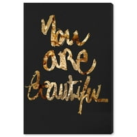 Винвуд студио типографија и цитати wallидни уметности платно отпечатоци „Вие навистина сте злато“ Цитати за убавина и изреки - злато, црно