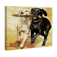 Wynwood Studio Animals Wall Art Canvas Prints „Playtime“ кучиња и кутриња - црна, кафеава боја