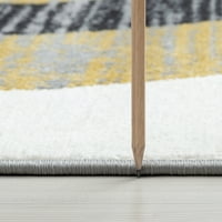 Современа област килим апстрактна жолта, дневна соба од јаглен лесна за чистење